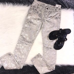 Metallic Corduroy Skinny Jeans